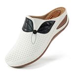 Judxsious Slip On Clogs for Women Comfortable Mules Womens Casual Wedge Sandals Cloes Toe Womens Shoes White