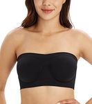 DotVol Women's Underwire Strapless Non Padded Multiway Bras Stretchy Tube Top Bandeau Bra(Black,L)