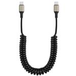 GELRHONR Coiled USB C to USB C Cable, Spring Spiral Type-C Charger Cord, 6A Fast Charging & Sync Data Compatible with i*Phone 15,A20 A50 A51 A71 S20 S10 S9 S8 Plus S10E Note 20 10 9 (Max 1.5M/4.9Ft)