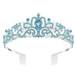 Shining Diva Fashion Crystal Tiara and Crown for Women Stylish Headband Crowns with Comb Tiaras for Girls Kids Queen Princess Wedding Bridal Birthday Gift Hair Accessories (Blue) (rrsd15516hb)