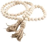 Inshreys 58in Wooden Beads Garland with Jute Tassels Boho Wall Decor Rustic Country Décor Prayer Boho Beads Big Wall Hanging Decor | Home Decor | Wall Hanging Decor | Coffee Table Decor