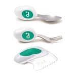 doddl 3-Piece Knife, Spoon and Fork Set - Learn to use Toddler Cutlery in Minutes, 1 Year Old & up, Baby-Led Weaning Supplies, Aqua