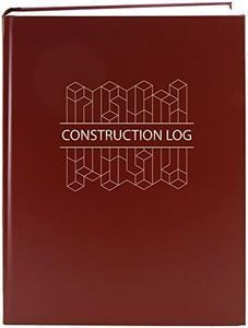 BookFactory Construction Daily Activity Log Book / 365 Day Construction LogBook (384 Pages - 8 7/8" x 11 1/4") Burgundy Cover with Blocks, Smyth Sewn Hardbound (LOG-384-7CS-A(ConstructionBlocks))