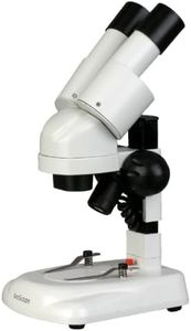 AmScope Microscopio estéreo binocular portátil SE120, oculares WF10x, ampliación 20X, objetivo 2X, iluminación LED, placa de escenario reversible negro/blanco, soporte de mesa controlado por pista, funciona con pilas