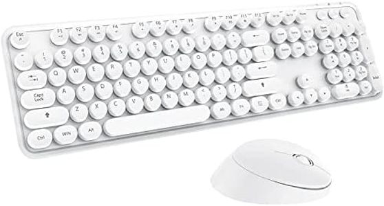 Annber Wireless Keyboard and Mouse Combo, Retro Typewriter Keyboard with Numeric Keypad and Optical Mice Set, 2.4GHz USB Keyboard for Mac, Windows 7/8/10/11, Laptop, Desktop