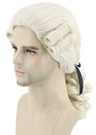 Topcosplay Mens Wig for Colonial Historical Judge Costumes Wig Beige Halloween Cosplay Wigs