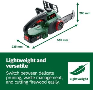 Bosch 18V Cordless Chainsaw – 200mm Bar, Lightweight Garden Tool