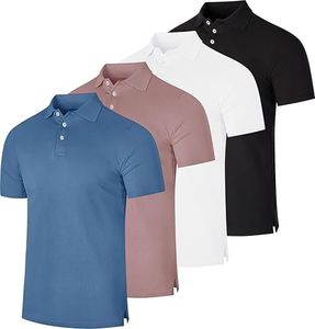 4 Pack: Big and Tall Men’s Cotton Pique Quick Dry Fit Polo Shirt Short Sleeve Golf Tennis Work Casual Collared Clothing Active Athletic Performance Tech Sports Clothes Plus Casual Top - Set 8, 4XLT