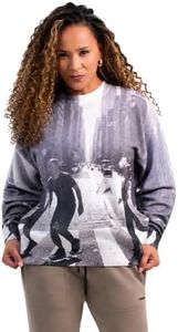 Brainy Womens Graphic Round Neck Sweater - Signature Printed Technical Knit - Modern Soft Structure Pullover (US, Alpha, X-Large, Regular, Regular)