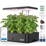 iDOO Hydroponics Growing System Kit 12Pods, Birthday Gifts for Mom Women, Herb Garden Indoor with LED Grow Light for Home, Built-in Fan, Auto-Timer, Adjustable Height Up to 11.3", 12Pods WiFi-Black