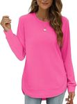 OFEEFAN Crew Neck Sweatshirts Women Hot High Low Tops Pink Shirts for Women Trendy 2023 S