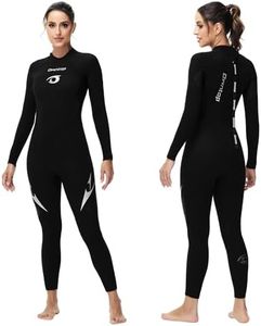 Owntop Wetsuit 5mm Neoprene Diving Suit for Mens Womens - Thicken Full Wet Suit, Back Zip Long Sleeve UPF50+ Keep Warm Swimwear for Scuba Surfing Swimming Diving Snorkeling Water Sports, Black 3XL