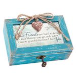 Cottage Garden True Friends Grateful Petite Locket Distressed Teal Music Box Plays Tune That's What Friends are for