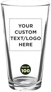 Custom Casale Pint Glass 16 oz. Set of 100, Personalized Bulk Pack - Beer Glasses, Heavy Duty Drinkware - Clear