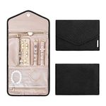 bagsmart Travel Jewellery Organiser Roll Foldable Jewelry Case for Journey-Rings, Necklaces, Bracelets, Earrings (Small-Black)