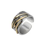 KONFEN Adjustable Rings for Men, Silver Meteor Shower Viking Ring, Vintage Hip Pop Chunky Fidget Ring Toe Rings Thumb Ring Open Ring Single Ring Gift for Boys Jewellery Gifts