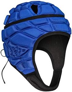 TUOYR Rugby Headgear 7 on 7 Soft Shell Padded Helmet Flag Football Headguard Adjustable Head Protector Training Lacrosse Soccer Goalkeeper Paintball Head Protection Fits (BLUE, Youth YM(51cm/20)