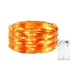 cshare Halloween Decoration Lights,Orange Fairy Lights, 3m 9.8ft 30 LED Halloween Decor String Lights Micro Silver Wire Battery Operated for Autumn Halloween Door Window Party Fall Decor.