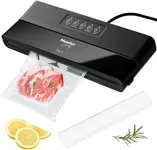 MuellerLiving Vacuum Sealer Machine, Compact Vacuum Sealer Kit with Bags/Roll, LED Light Indicators, Preserve, Marinate, Sous Vide Black