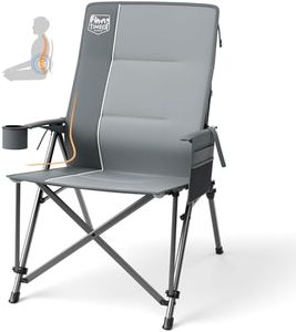 TIMBER RIDGE Oversized Camping Chair with Lumbar Support, Portable Folding Chair Heavy Duty for Adults Supports 450 LBS for Outdoor Camping Lawn, with High Back, Cup Holder, Side Pocket, Grey