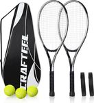 27" Tennis Rackets Set of 2, Family Beginner 27 Inch Tennis Racket Set for Outdoor Recreational Sport Game (Silver)