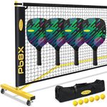 Pickleball Net Pickleball Set with Net 4 Paddles, Outdoor Driveway Pickle Ball Nets with Wheels Portable 22ft Pickleball Nets Regulation Size w/Rackets, Carry Bag, Heavyduty Frame for Indoor Home