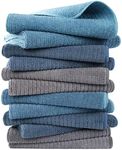 Polyte Premium Microfibre All-Purpose Ribbed Terry Kitchen Dish and Hand Towel (Blue, Gray, Teal, 40x71 cm) 12 Pack