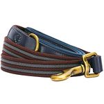 Blueberry Pet Polyester Fabric Webbing and Soft Genuine Leather Dog Leash with Soft & Comfortable Handle, 4 ft x 1", Noir Grey & Burgundy, Leashes for Dogs