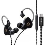 keephifi KBEAR KS1 USBC Headphone Upgraded Type C Earphone Wired Earbuds in Ear Monitor with Built-in DSP Audio decoding chip for Singers Audiophile (Black, with mic)…