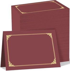 HAUTOCO 120 Packs Certificate Holders, Burgundy Diploma Holders, Document Award Covers Certificate Folders with Gold Foil Border for 8.5x11 Letter Size
