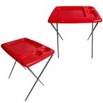 Brink House Folding TV Tray Table (Set of 2), Bright Red, 17 x 22 x 26 inches, Portable Indoor-Outdoor Glamping Trays with space for TV dinners, Laptop, Utensils, and Drinks