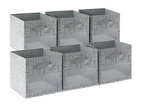 SUOCO 13x13x13 Storage Cube Bins with Windows (Set of 6) Foldable Fabric Boxes Container Baskets Drawers for Shelves, Closet Organizers, Cubby Storage, Home and Office (Gery)