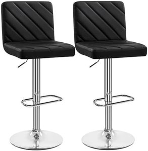 Yaheetech Juego de 2 Taburetes de Bar Altura Ajustable 92-113,5cm Sillas de Bar Asientos Giratorios Diseño Moderno Taburetes Altos Negro