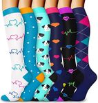 Aoliks 6 Pairs Graduated Compression Socks for Women & Men Circulation,Knee High Socks for Nurses Pregnancy Athletic