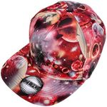 ZLYC New Starry Galaxy Sky Neon Pattern Flatbill Snapback Adjust Baseball Cap(Red),One Size