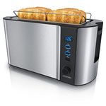 arendo - Frukost 4 slice long slot toaster - double wall housing – with warming rack – 6 browning settings – auto bread centring – reheat defrost cancel function– remaining time display