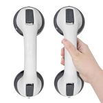 2-Pack Suction Bathroom Grab Bars - Shower, Toilet, and Bathtub Handles for Elderly, Handicapped, and Pregnant Assistance - Easy Install Safety Rails