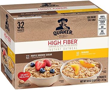 Quaker Instant Oatmeal, High Fiber 2 Flavor Variety (32 Pack)