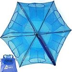 Drasry Fishing Bait Trap Foldable Fish Minnow Crab Crayfish Crawdad Shrimp Net Trap Cast Net Dip Cage Collapsible Easy Use Hexagon 6 8 12 Hole Fishing Accessories (Blue-6 Holes)