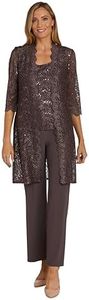 R&M Richards Women's 3 PC Formal Sequined Pants Set, Fig, 16