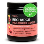 Legion Recharge Post Workout Supplement - All Natural Muscle Builder & Recovery Drink with Creatine Monohydrate. Naturally Sweetened & Flavored, Safe & Healthy. Fruit Punch, 60 Servings.