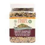 Pride Of India - Indian Brown Basmati Rice & Lentil Kitchari Mix - Protein Superfood, 1.5 Pound Jar