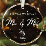 Wedding Gifts - Mr and Mrs Gifts - Wedding Gifts for Couples 2024, Wedding Gifts for Couple, Wedding Gifts for Bride - Future Mr and Mrs, Bridal Shower Gifts - 1st Married Christmas Glass Ornament