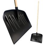 Snow Shovel Heavy Duty – 44cm Wide Snow Shovel Plastic Head, 120cm Long Wooden Handled Snow Pusher, Multipurpose Plastic Shovel for Snow, and Garden Debris