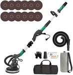 Electric Drywall Sander with Vacuum Dust Collector, IMQUALI® 9.5A 1050W Floor Sanders for Wood Floor with Variable Speed 600-2600RPM, Extendable Handle, LED Light, 12pcs Sanding Discs, Green, IM03