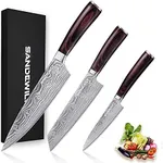 SANDEWILY Professional Kitchen Knives High Carbon Stainless Steel Chef Knife Set,3PCS Ultra Sharp Japanese Knife with Sheath,Ergonomic Pakkawood Handle Elegant Gift Box for Home or Restaurant