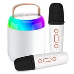 Tipao Karaoke Machine for Kids with 2 Microphones, Portable Kids Karaoke Machines for Girls with LED Party Lights,Girls Toys Birthday Gifts for Kids Age 14-18 (White 2 Mic)