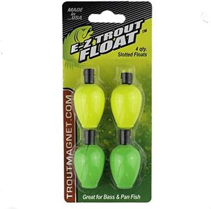 Trout Magnet E-Z Trout Float Fishing Bobbers, Easy Depth Adjustment, Ideal To Drift Small Lures Or Bait 4-Pack yellow