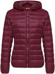 Wantdo Women's Plus Size Packable Ultra Light Weight Down Coat Wine Red X-Large