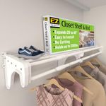 EZ SHELF - 28 - 49 Expandable Closet Shelf & Hanging Rod - White with 1 End Bracket for Mounting to 1 Side Wall & Back Wall by EZ Shelf